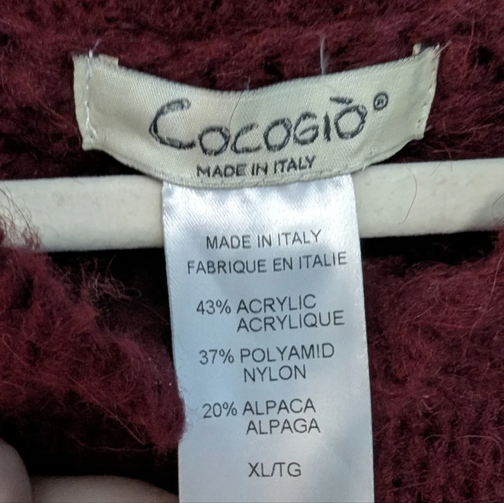 EUC Cocogio Gorgeous 😍 Merlot Alpaca 🦙 Wool Mix Knit 🧶 Pullover Sweater XL - Picture 6 of 6